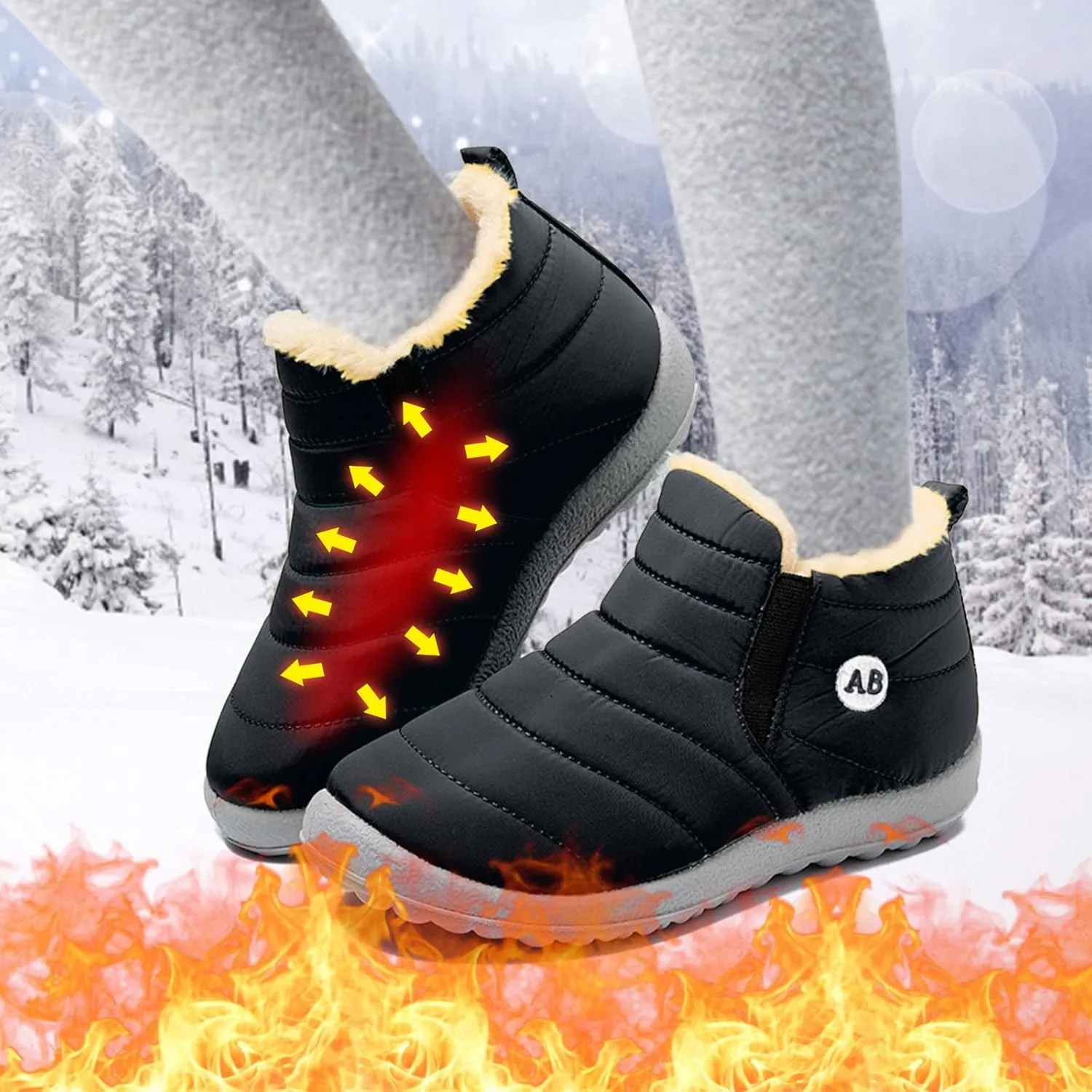 Childrens Winter Fleece Childrens Boots Flat Splashing Fleece Warm Short Tube Snow Boots Leather Kids Boots