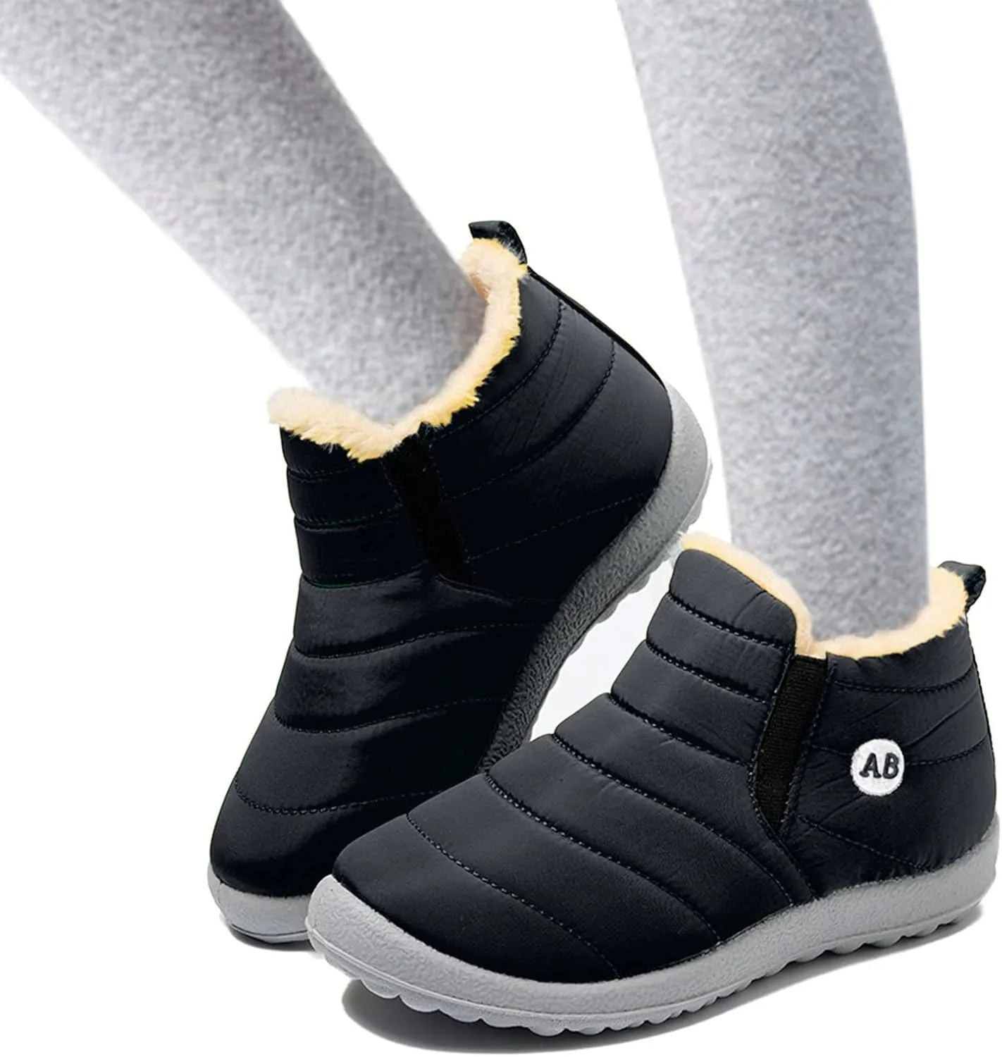 Childrens Winter Fleece Childrens Boots Flat Splashing Fleece Warm Short Tube Snow Boots Leather Kids Boots