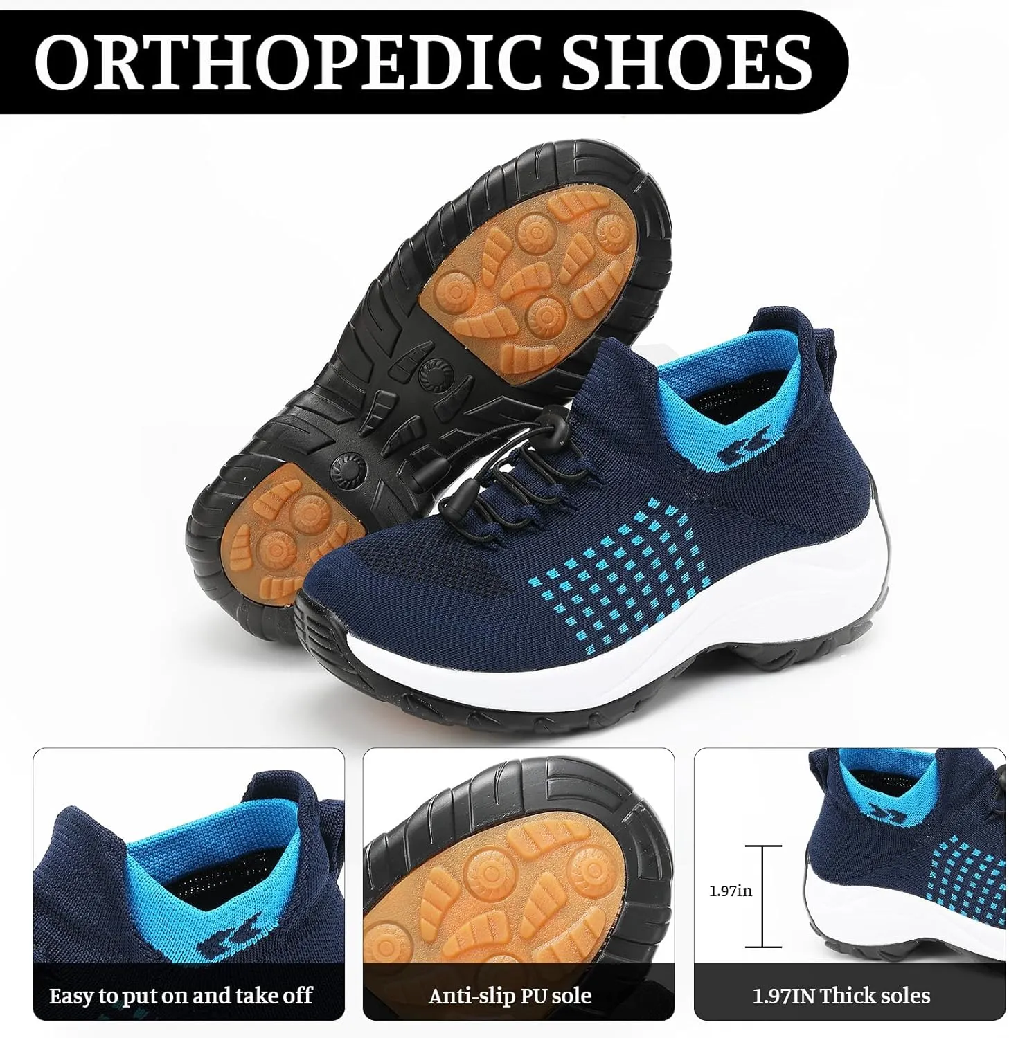 Comfort Wear Orthowear Shoes for Women Plantar Fasciitis Ortho Stretch Cushion Shoes for Women, Comfortable Orthopedic Walking Sneakers Nurse Shoe Mesh Breathable Diabetic Shoe