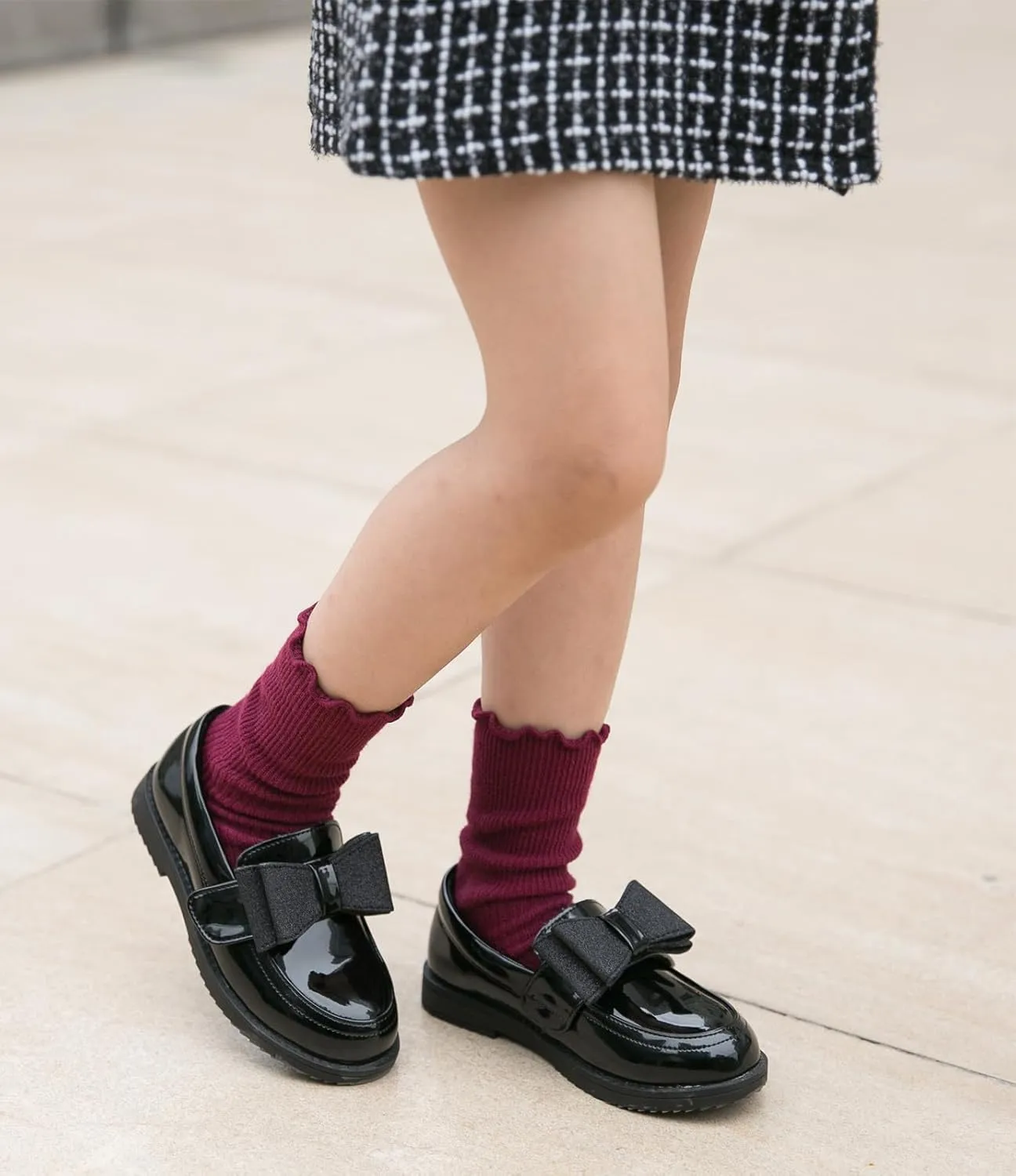 DADAWEN Girl's Loafers Slip On Bowknot Oxford Shoes Flats Round Toe Wedding Church School Uniform Dress Shoes (Toddler/Little Kid/Big Kid)