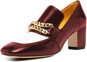 Maiyang Women Fashion Square Toe Chain Decor Loafers Chunky Mid Heel Slip on Comfy Daily Wear Shoes Size 4-16 US