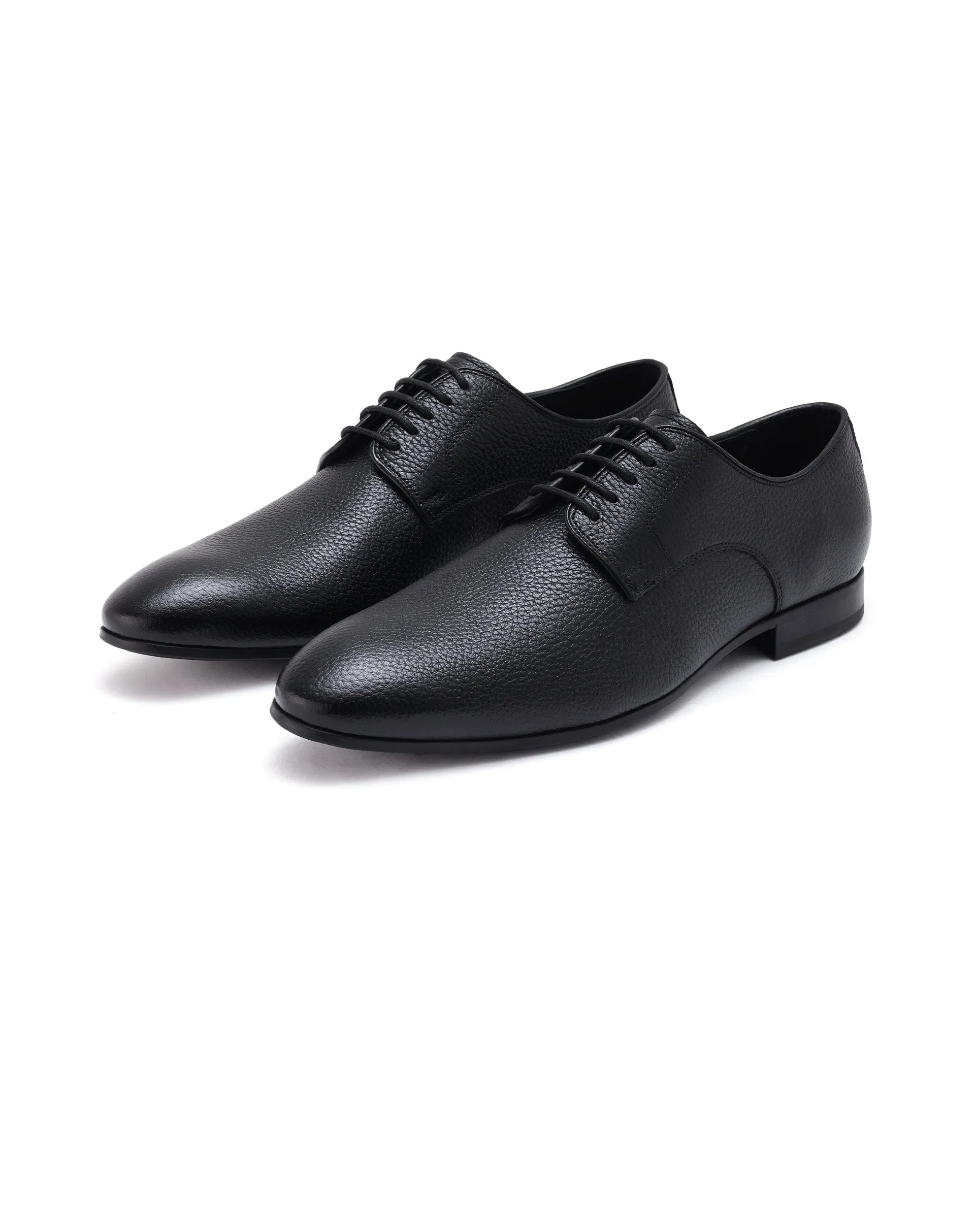 Rare Rabbit Mens Black Milled Leather Derby Lace-Up Formal Shoes