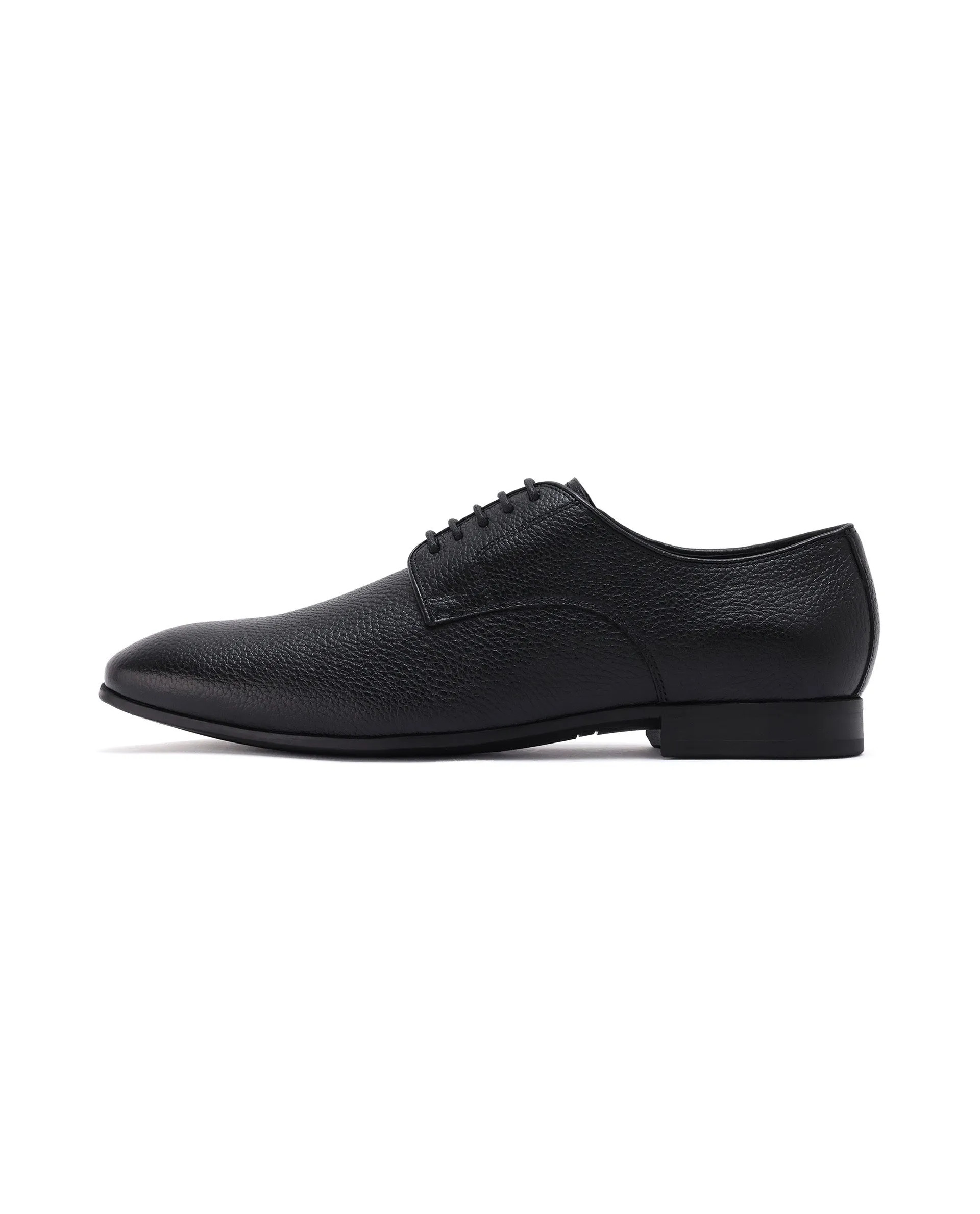 Rare Rabbit Mens Black Milled Leather Derby Lace-Up Formal Shoes