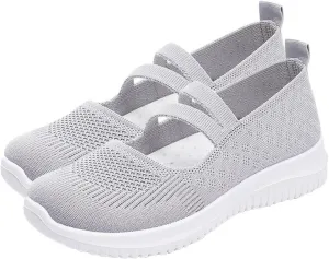 Women Flat Shoes Loafers Breathable Woven Go Walking Soft Orthopedic Shoes Slip On Foam Shoes Arch Support Sneakers