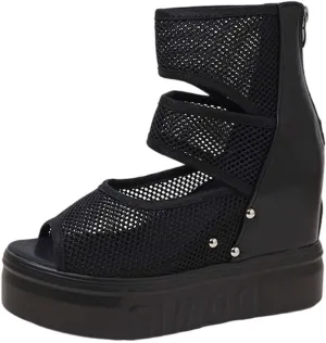 Women Wedge Sandals Summer Mesh Fashion Beach Sandal Walking Open Peep Toe Shoes Lightweight Breathable Work Office Shoe
