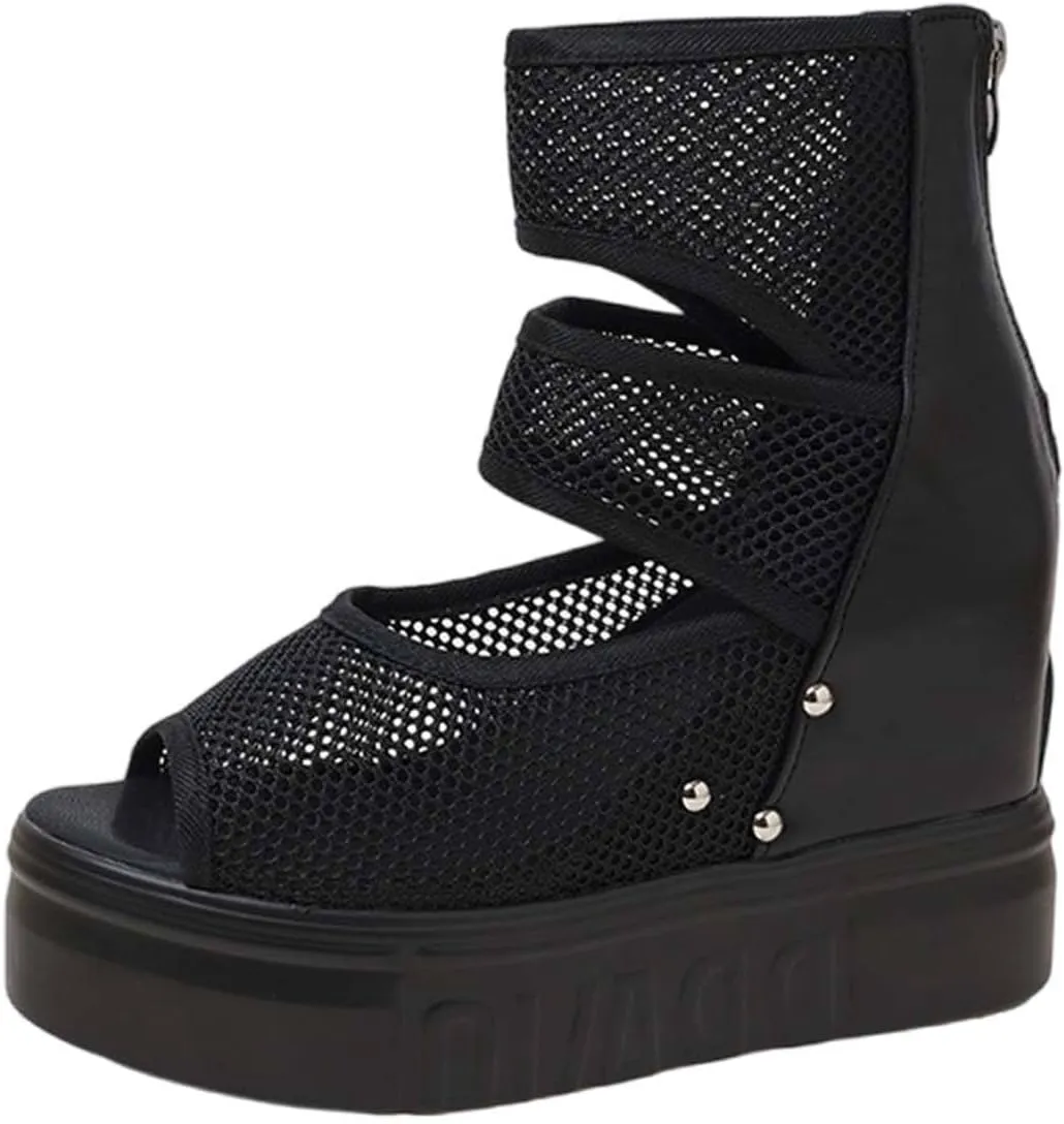 Women Wedge Sandals Summer Mesh Fashion Beach Sandal Walking Open Peep Toe Shoes Lightweight Breathable Work Office Shoe