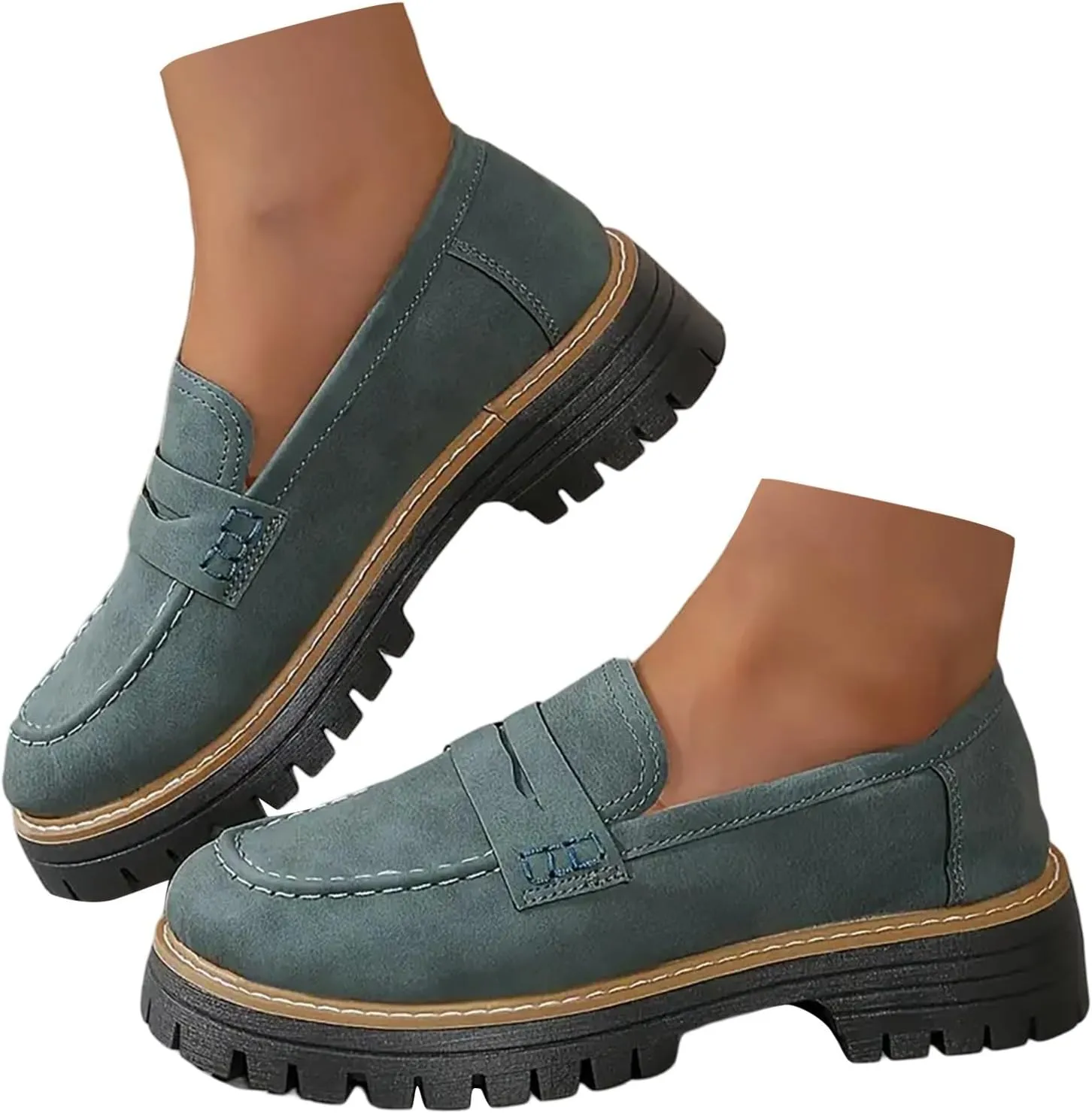 Work Shoes for Women Platform Oxford Shoes Chunky Loafers Comfortable Penny Loafers Dressy Casual Shoes Office Shoes